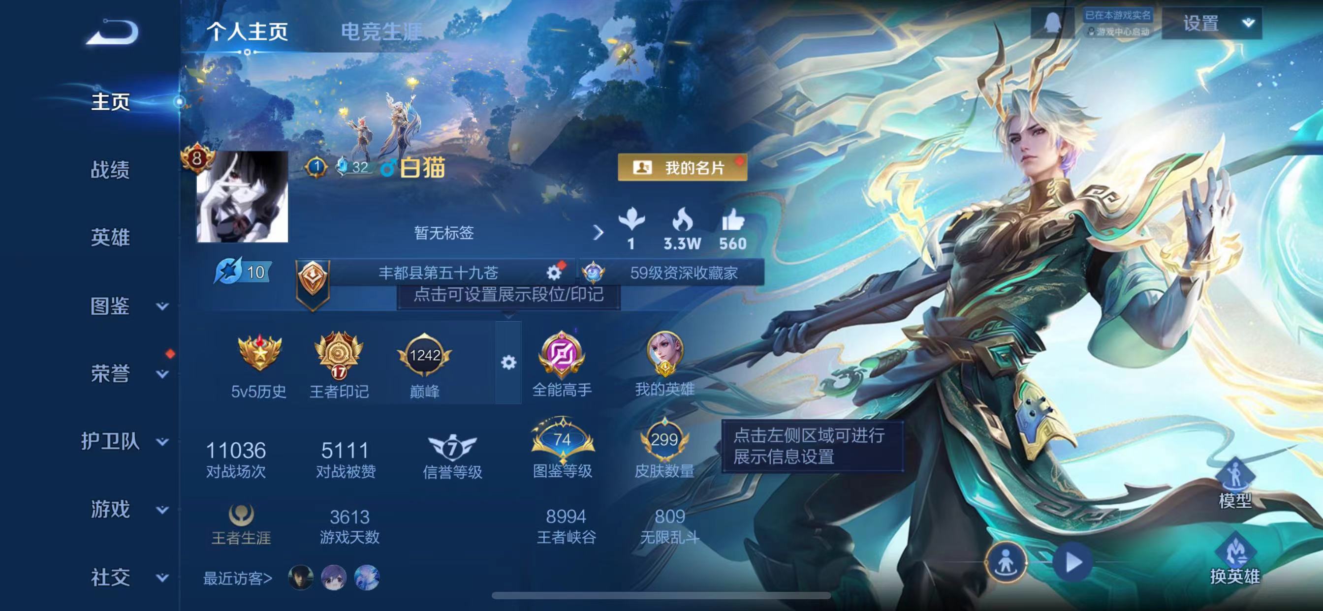 王者荣耀账号苹果QQv8马上v9【299皮肤1典藏1无双1珍品31传说】鸣剑·曳影 雪境奇遇 时之奇旅 黄金白羊座 逐花