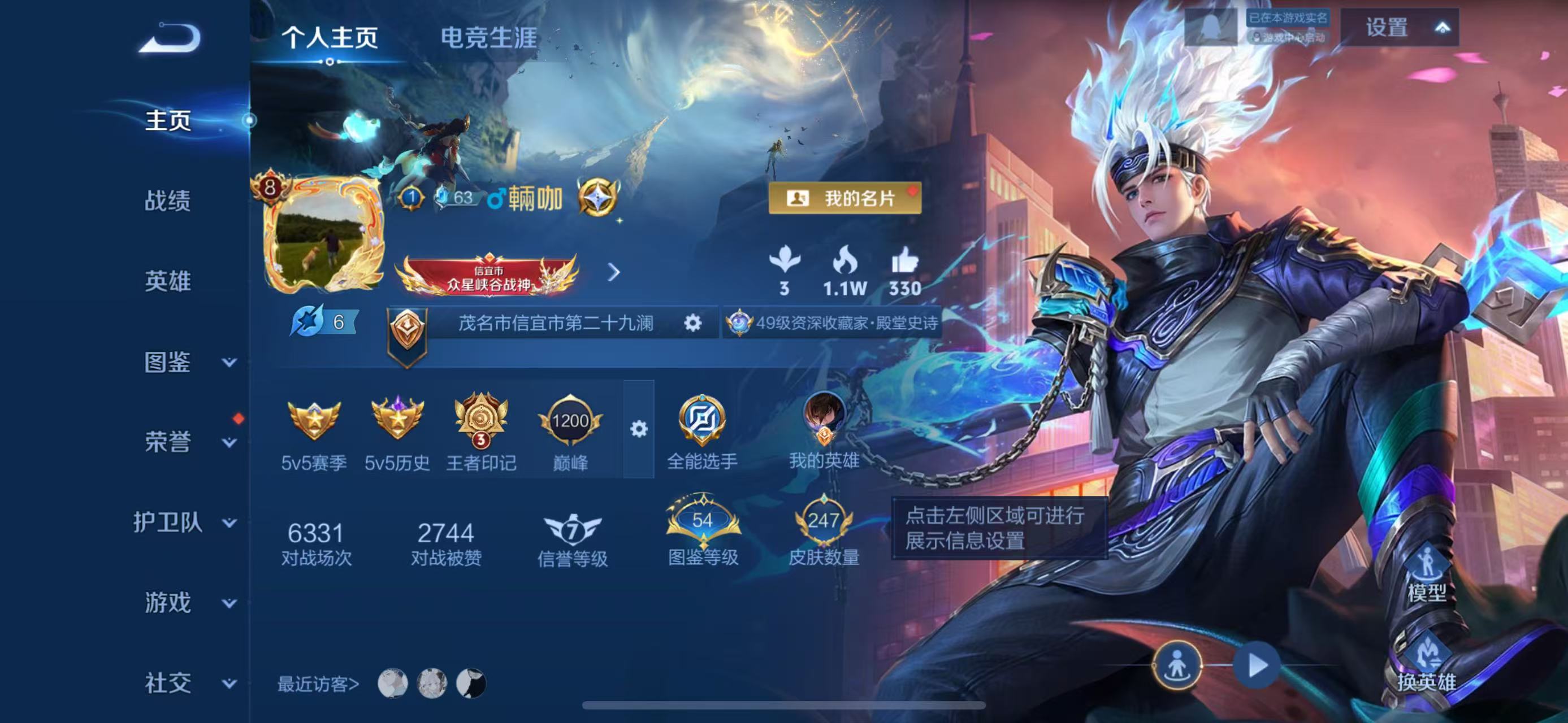 王者荣耀账号苹果QQWZ19021-v8 247皮 2典藏 弑枪猎影 鸣剑·曳影  21传说 鸣野蒿，云诺千山，祈雪灵祝